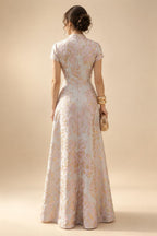 A-Line/Princess Off Shoulder Chiffon Floor-Length Mother of the Bride & Groom Dresses with Sequin, Lace Appliques & Pleats (SHI22501662)