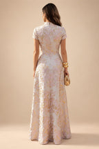 A-Line/Princess Scoop Neck Jacquard Floor-Length Mother of the Bride & Groom Dresses with Ruched Waist (SHI22501615)