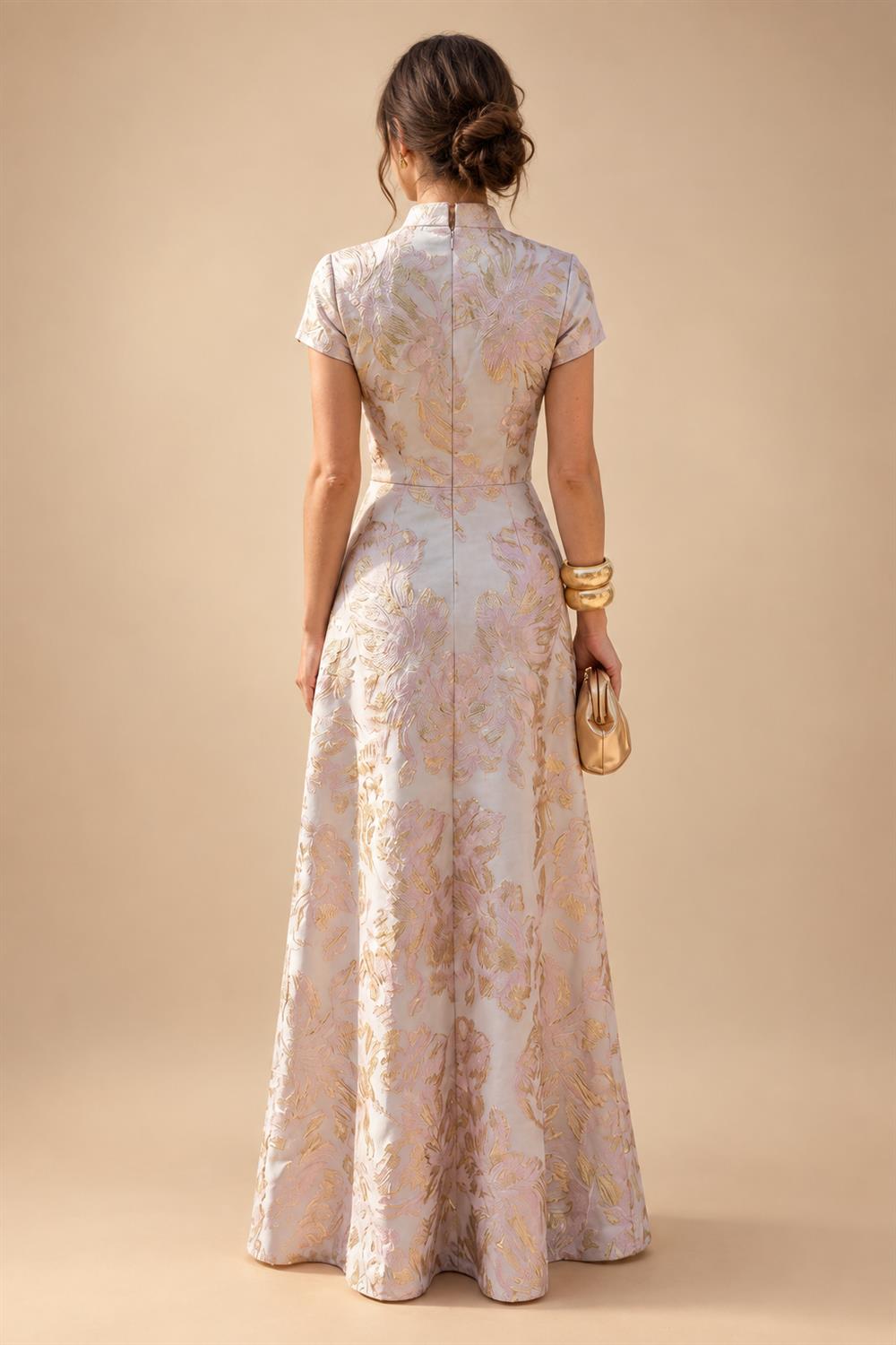 A-Line/Princess V-Neck Floral Print High-Low Mother of the Bride & Groom Dresses with Ruched Bodice (SHI22501569)