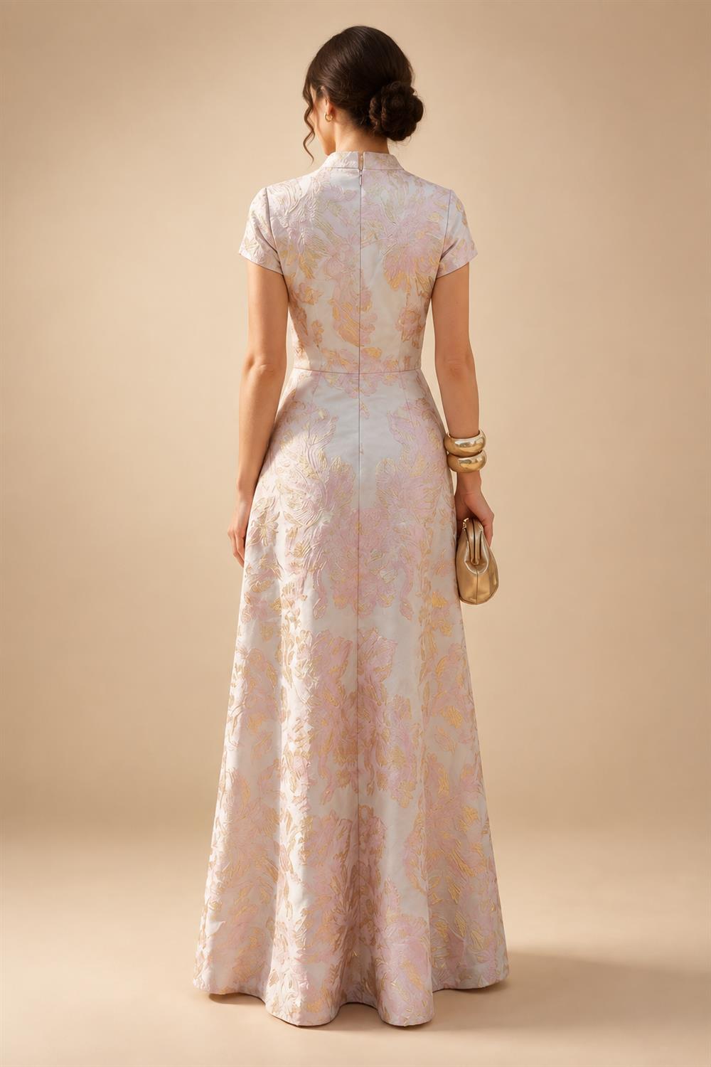 Jumpsuit Scoop Neck Chiffon Maxi Mother of the Bride Pantsuits with 3D Flowers & Bow (SHI22501634)