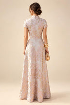 Jacquard Sheath/Column V-Neck Floor-Length Mother of the Bride & Groom Dresses with Ruffles & Ruched Waist (SHI22501060)