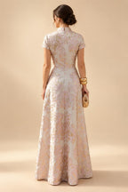 Pantsuit Scoop Neck Satin Maxi Mother of the Bride Pantsuits with Fluffy Feather Trim Cuffs (SHI22501692)