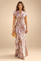 Jacquard Sheath/Column V-Neck Floor-Length Mother of the Bride & Groom Dresses with Ruffles & Ruched Waist (SHI22501058)