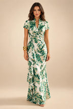 Jacquard Sheath/Column V-Neck Floor-Length Mother of the Bride & Groom Dresses with Ruffles & Ruched Waist (SHI22501058)
