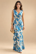 Jacquard Sheath/Column V-Neck Floor-Length Mother of the Bride & Groom Dresses with Ruffles & Ruched Waist (SHI22501060)