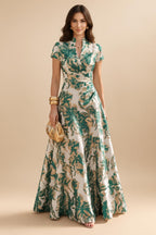 Jacquard A-Line/Princess V-Neck Floor-Length Mother of the Bride & Groom Dresses with Ruched Waist (SHI22501061)