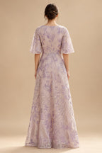 Jacquard A-Line/Princess V-Neck Floor-Length Mother of the Bride & Groom Dresses with Ruched Waist (SHI22501061)
