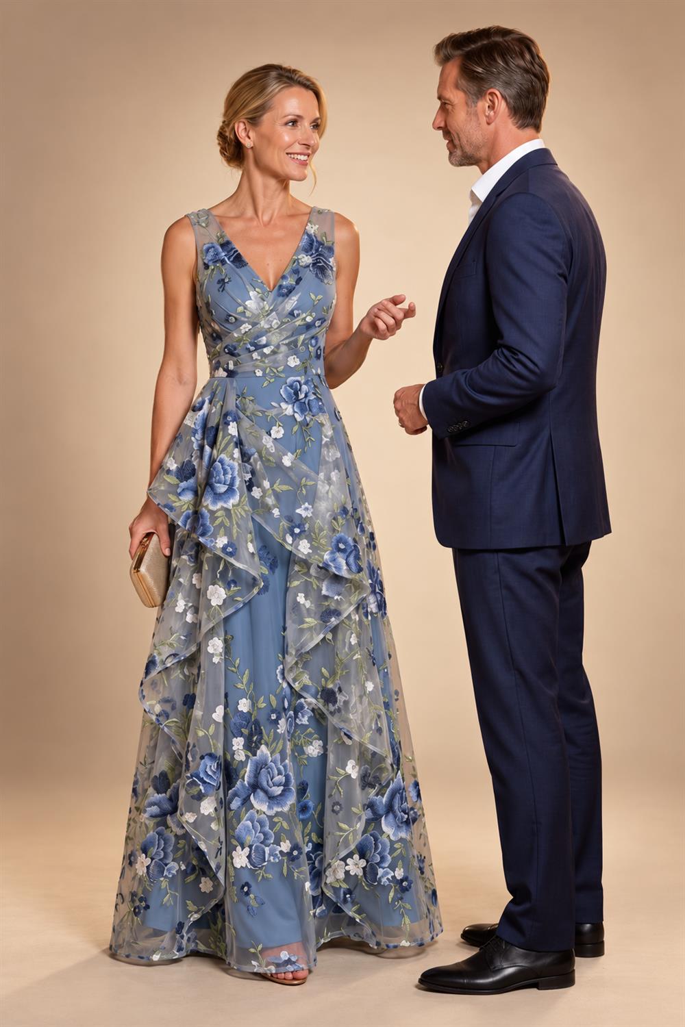 Lace V-Neck Floor-Length Mother of the Bride & Groom Dresses for Women with Ruffles (SHI22501076)