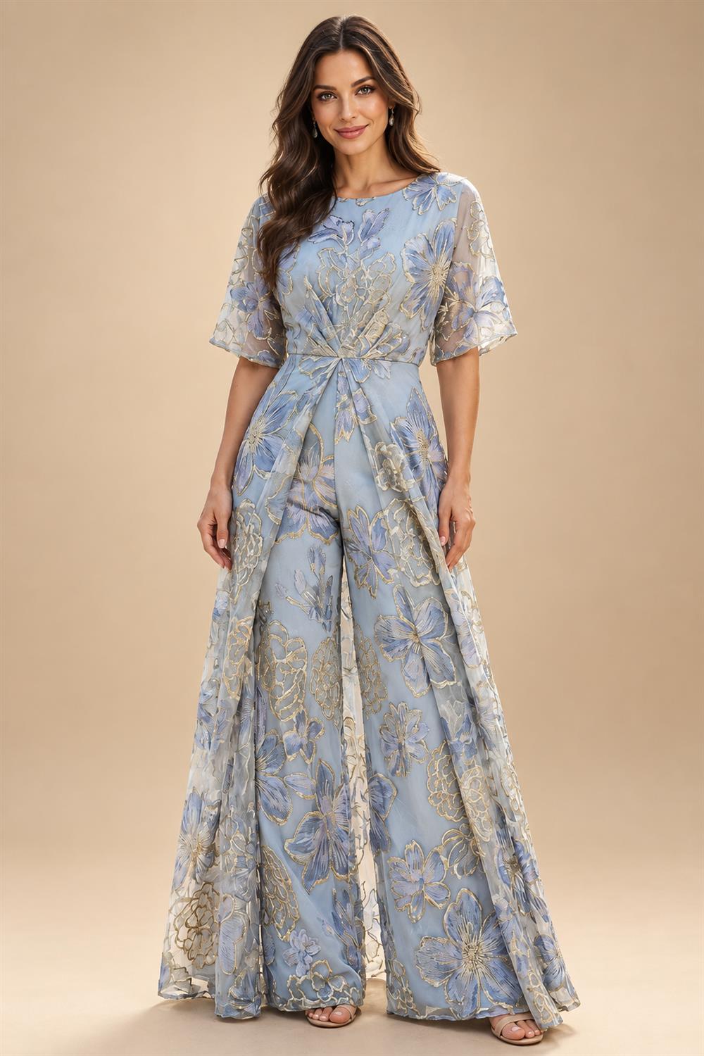 Lace V-Neck Floor-Length Mother of the Bride & Groom Dresses for Women with Ruffles (SHI22501076)