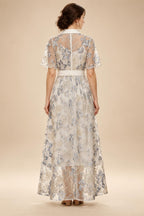 Jacquard A-Line/Princess V-Neck Floor-Length Mother of the Bride & Groom Dresses with Belt (SHI22500943)
