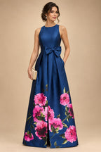 Floral Print A-Line/Princess Scoop Neck Floor-Length Mother of the Bride & Groom Dresses with Pockets (SHI22500916)