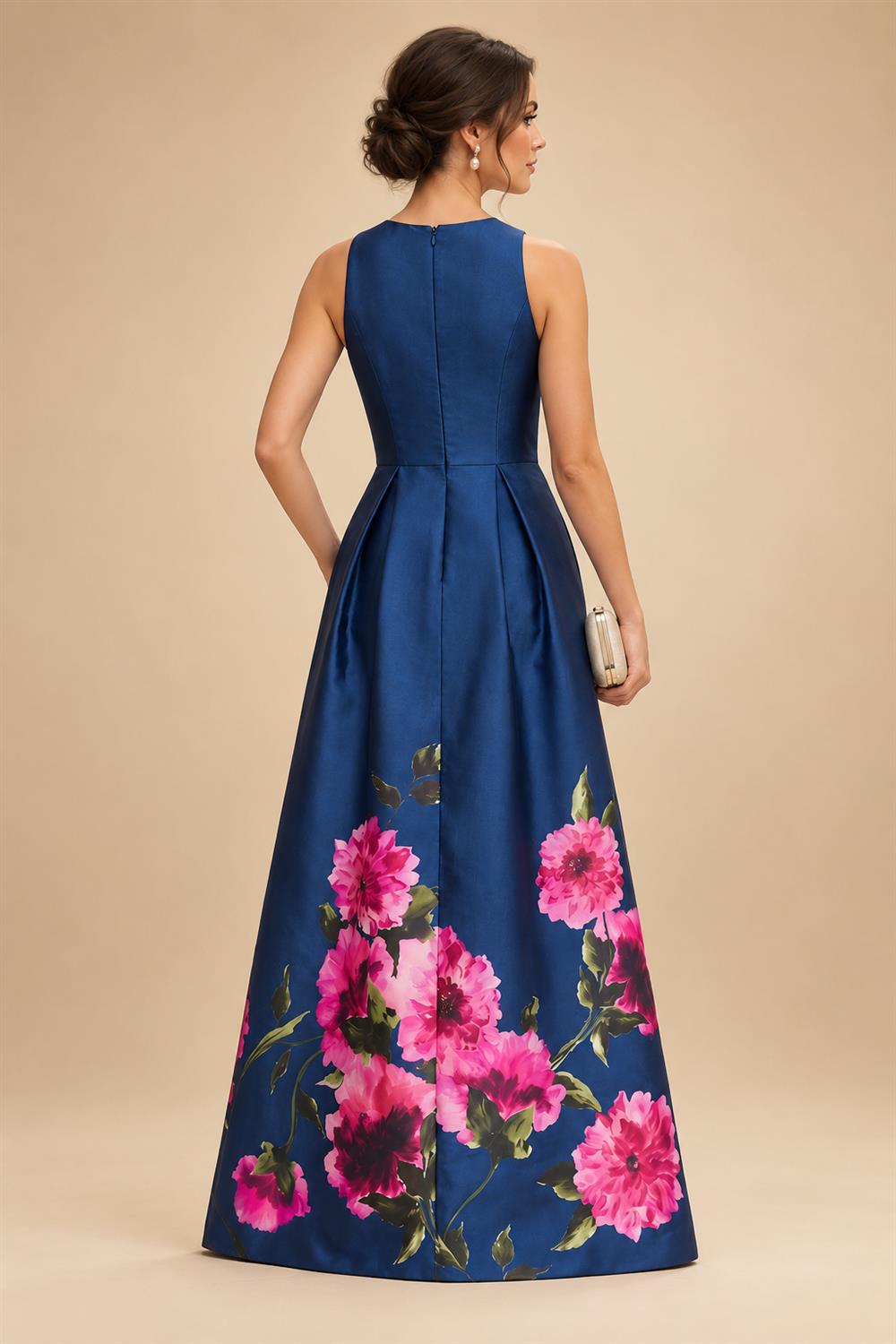 Floral Print A-Line/Princess Scoop Neck Floor-Length Mother of the Bride & Groom Dresses with Pockets (SHI22500916)