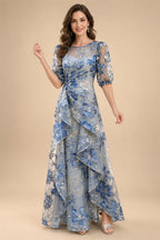 A-Line/Princess Off Shoulder Chiffon Floor-Length Mother of the Bride & Groom Dresses with Sequin, Lace Appliques & Pleats (SHI22501662)