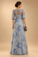 Jacquard A-Line/Princess Scoop Neck Floor-Length Mother of the Bride & Groom Dresses with Ruffles & Ruched Waist (SHI22501201)