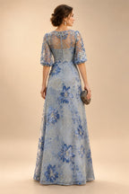 A-Line/Princess Off Shoulder Chiffon Floor-Length Mother of the Bride & Groom Dresses with Sequin, Lace Appliques & Pleats (SHI22501662)