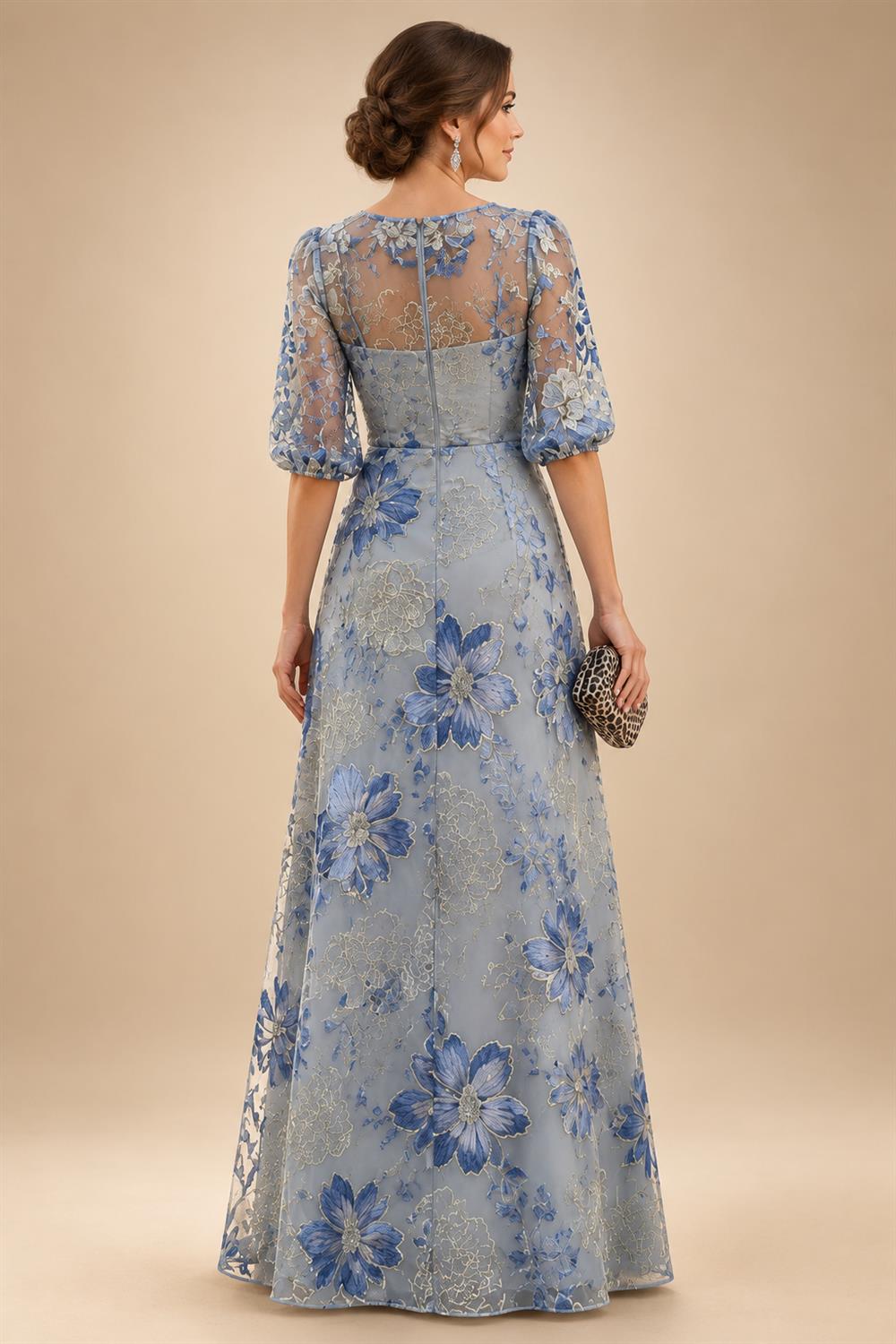 A-Line/Princess Off Shoulder Chiffon Maxi Mother of the Bride & Groom Dresses with Lace Appliques, Rhinestone & Pleats (SHI22501655)