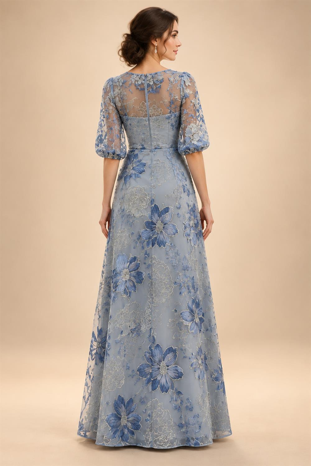 A-Line/Princess Off Shoulder Chiffon Maxi Mother of the Bride & Groom Dresses with Lace Appliques, Rhinestone & Pleats (SHI22501655)