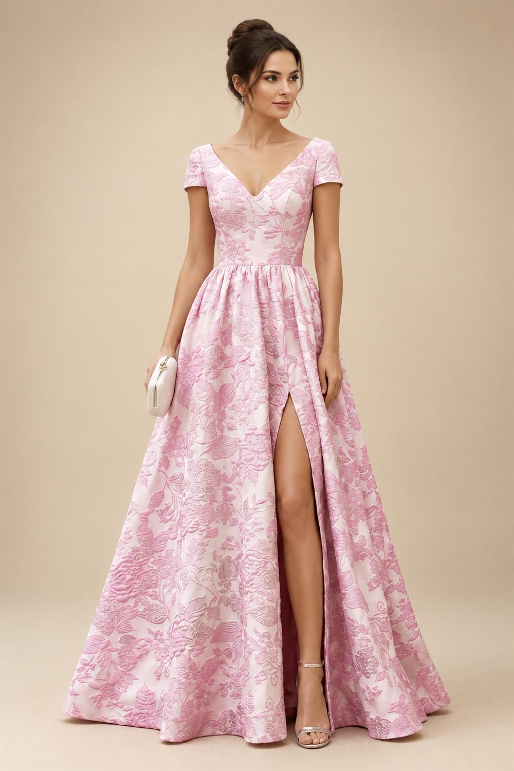Sheath Floral Jacquard Off Shoulder Mother of the Bride & Groom Dresses with Flower (SHI22500777)
