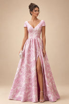 Sheath Floral Jacquard Off Shoulder Mother of the Bride & Groom Dresses with Flower (SHI22500777)