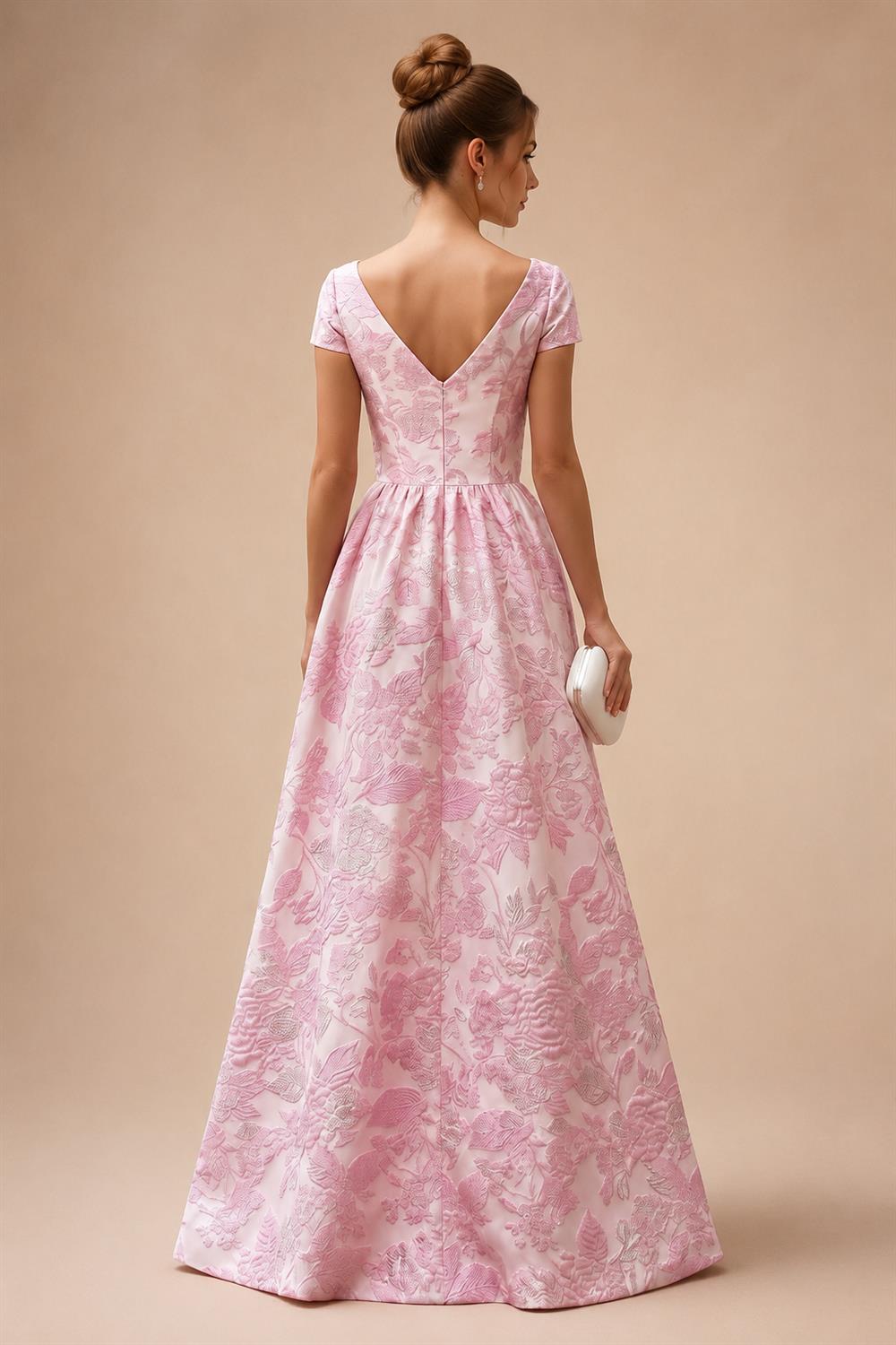 Sheath Floral Jacquard Off Shoulder Mother of the Bride & Groom Dresses with Flower (SHI22500777)