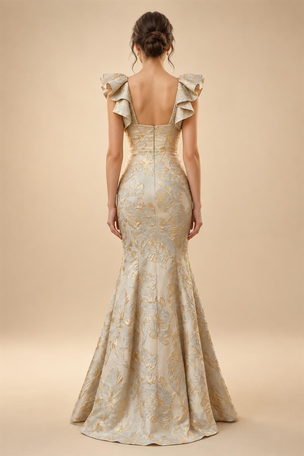 Jacquard Mermaid/Trumpet V-Neck Floor-Length Mother of the Bride & Groom Dresses for Women (SHI22501233)