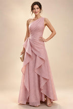 Sheath/Column V-Neck Stretch Jersey Maxi Mother of the Bride & Groom Dresses with Ruffles & Slit (SHI22501648)