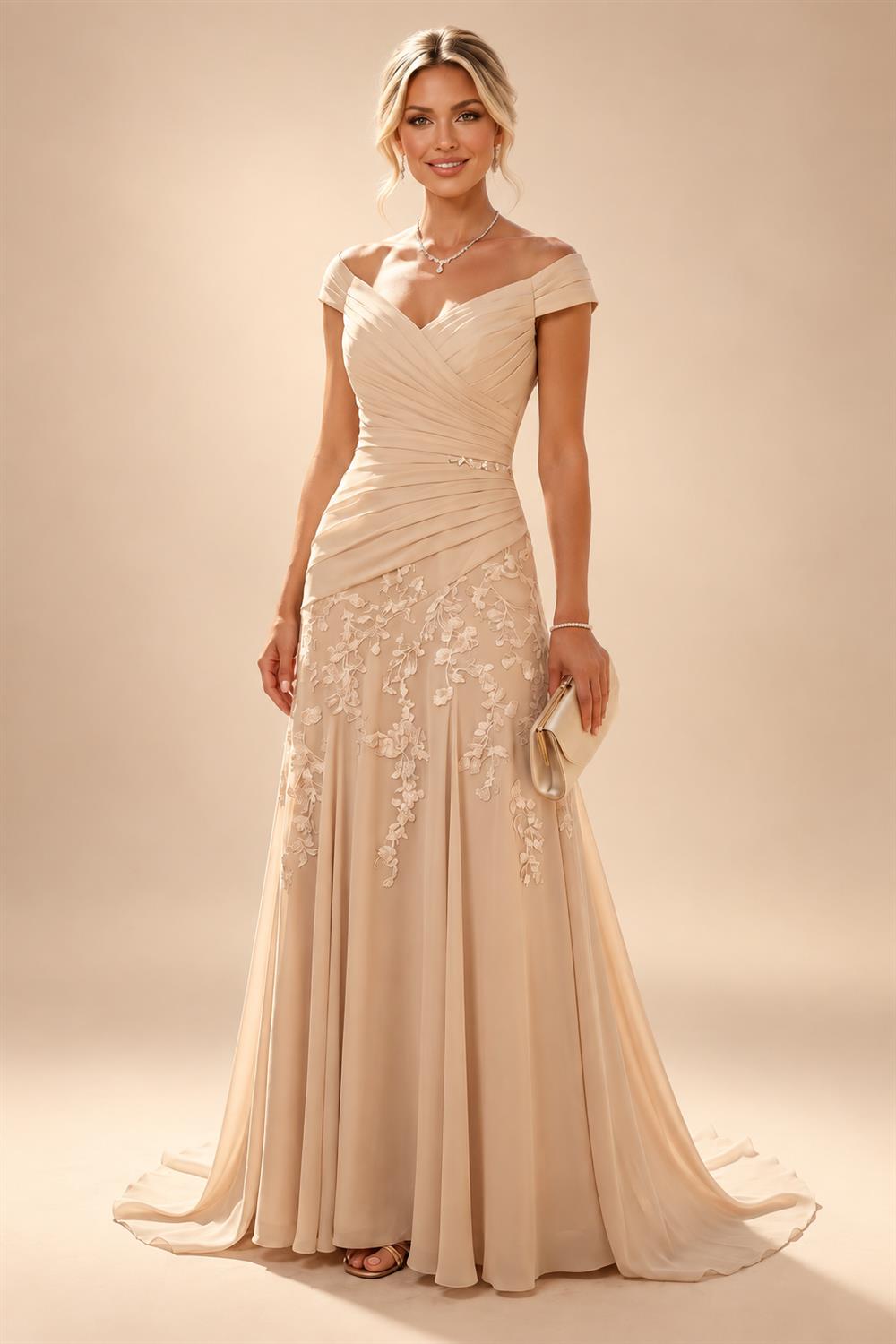 A-Line/Princess Scoop Neck Satin Maxi Mother of the Bride & Groom Dresses with Sweep Train, Ruched Waist & Rhinestones (SHI22501654)