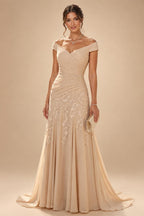 Sequin Floral A-Line/Princess V-Neck Floor-Length Mother of the Bride & Groom Dresses with 3D Flowers & Pleats (SHI22501348)