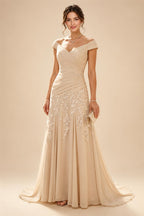 A-Line/Princess V-Neck Chiffon Floor-Length Mother of the Bride & Groom Dresses with Lace Appliques & Pleats (SHI22501670)