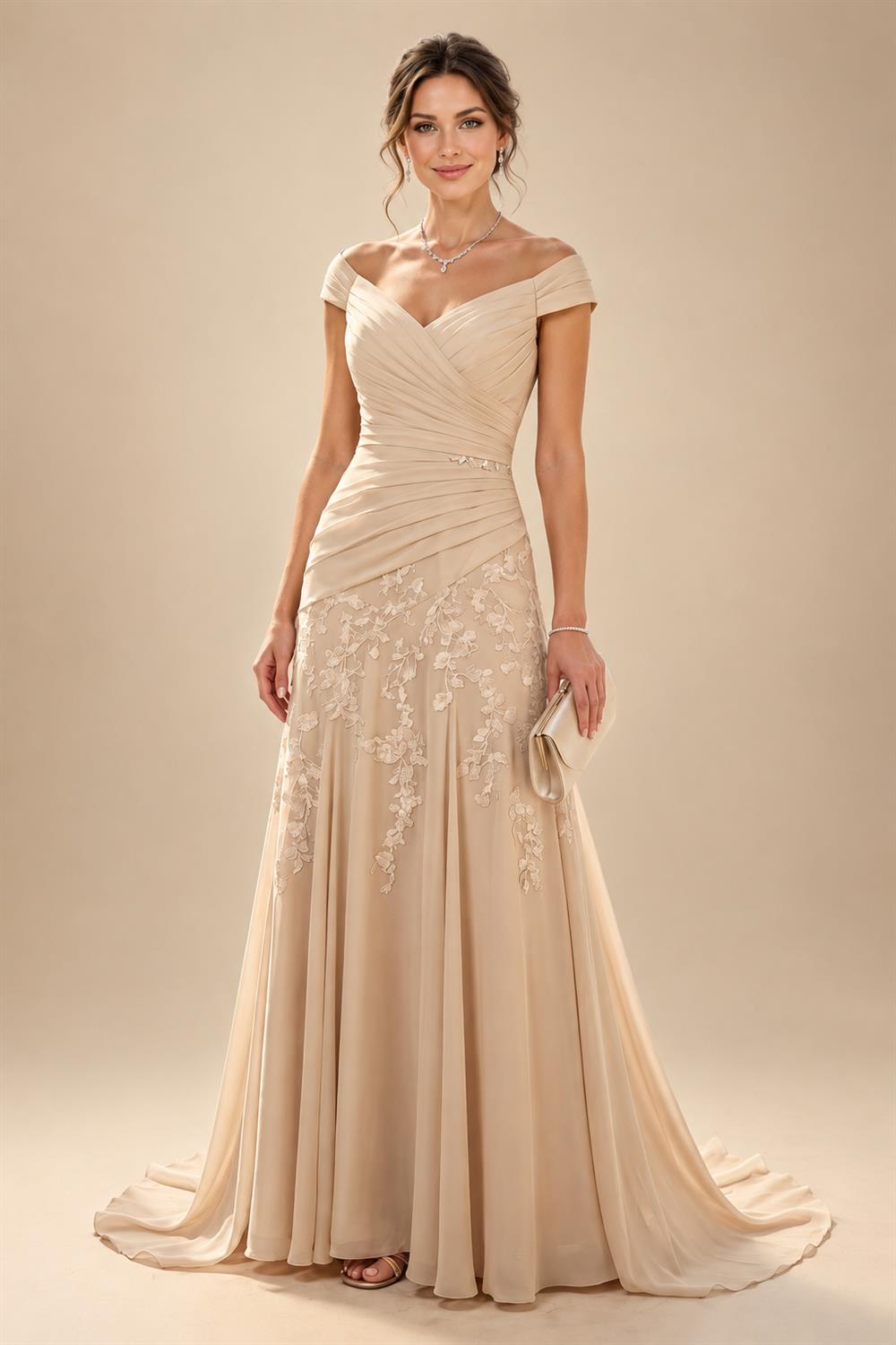 Jacquard A-Line/Princess V-Neck Floor-Length Mother of the Bride & Groom Dresses with Belt (SHI22500943)