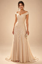 Sheath/Column Scoop Neck Lace Appliques Maxi Mother of the Bride & Groom Dresses with Ruched Waist & Sequin (SHI22501632)