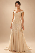 Jacquard A-Line/Princess Scoop Neck Floor-Length Mother of the Bride & Groom Dresses with Ruffles & Ruched Waist (SHI22501201)