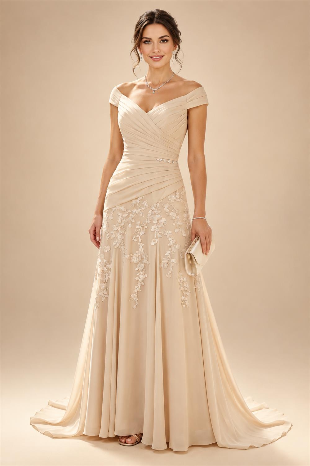 Scoop Neck Chiffon Floor-Length Mother of the Bride & Groom Jumpsuit with Lace Appliques (SHI22501558)