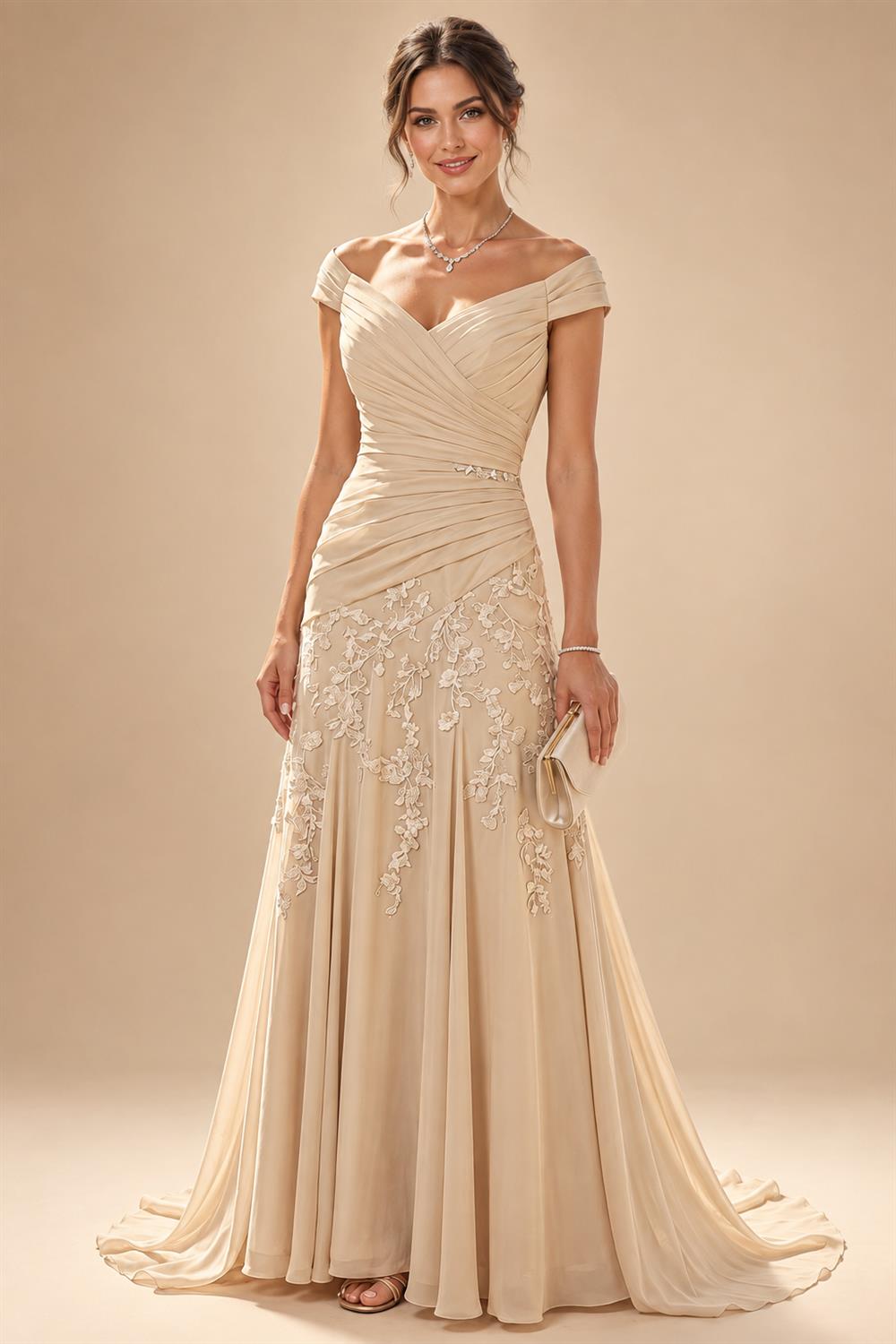 A-Line/Princess V-Neck Velvet Floor-Length Mother of the Bride & Groom Dresses with Ruched Waist (SHI22501614)
