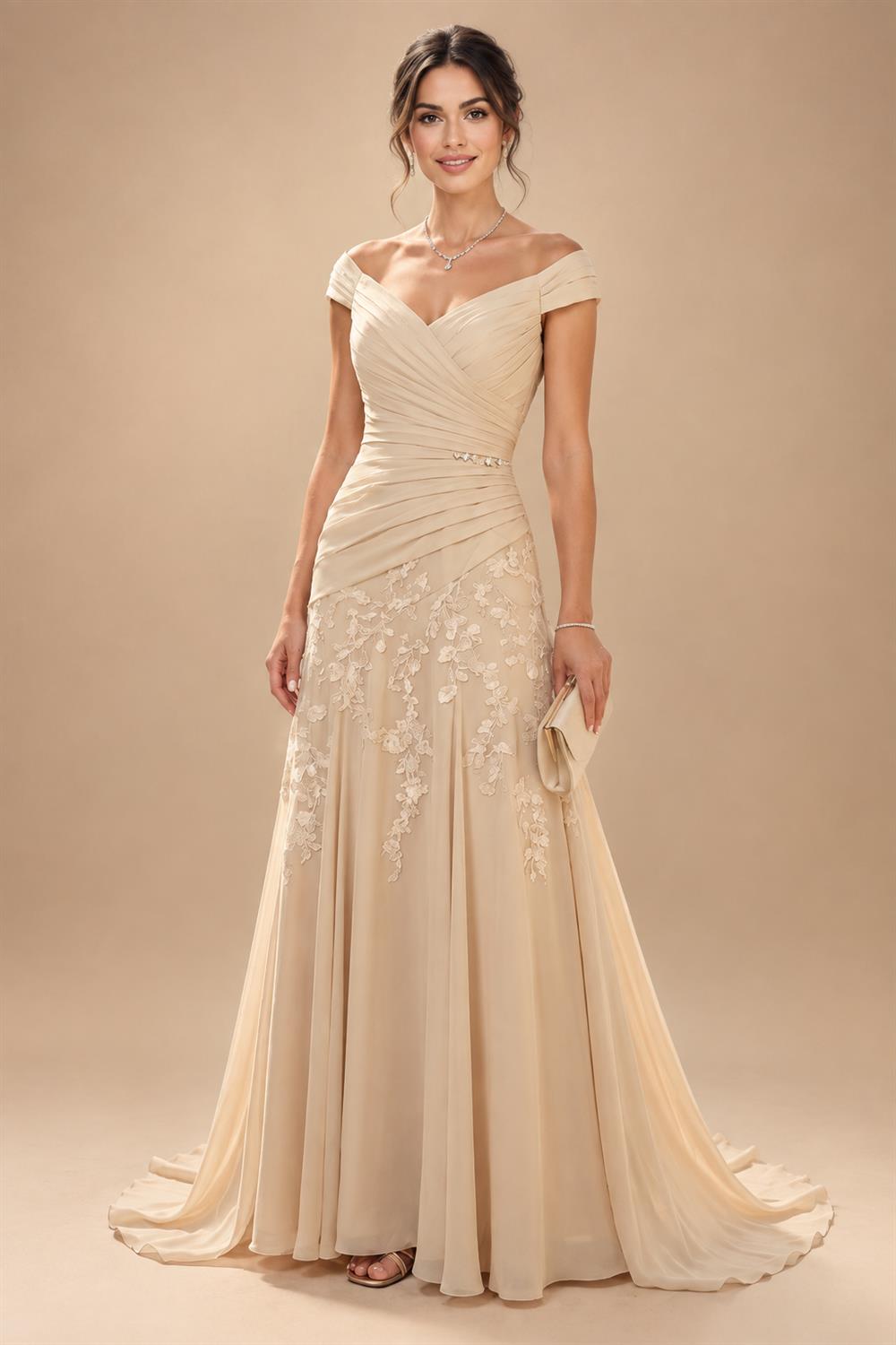 Chiffon A-Line/Princess Scoop Neck Floor-Length Mother of the Bride & Groom Dresses with Floral Embroidery (SHI22501221)