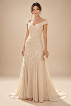 A-Line/Princess Scoop Neck Satin High-Low Mother of the Bride & Groom Dresses with Lace Appliques, Ruffles & Pleats (SHI22501633)