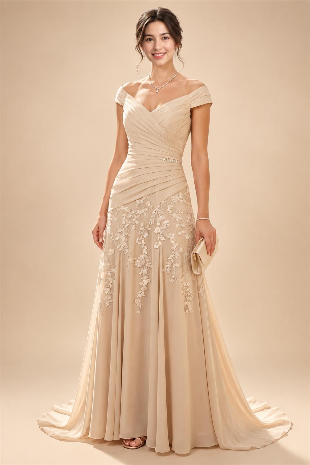 Chiffon A-Line/Princess One Shoulder Floor-Length Mother of the Bride & Groom Dresses with Ruffles & Ruched Waist (SHI22501248)
