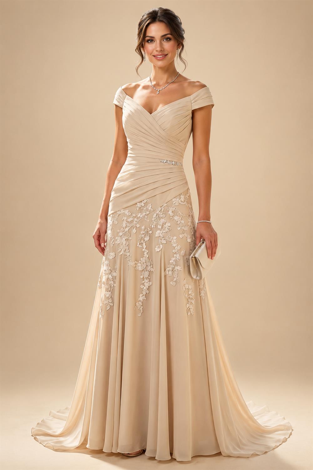 A-Line/Princess One Shoulder Tea-Length Mother of the Bride & Groom Dresses with Ruffles & Ruched Waist (SHI22501283)
