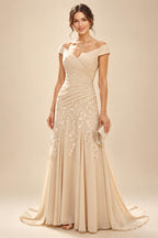 A Line Scoop 3/4 Sleeve Long Mixed Mother of the Bride Dresses with Sequins (SHI22500171)