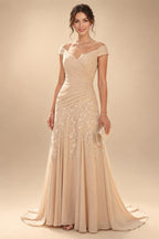 3/4 Sleeve Round Neck A-Line Midi Chiffon Mother of the Bride Dresses with Jacket (SHI22500386)