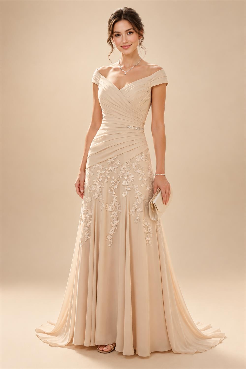 Floral Print A-Line/Princess Scoop Neck Tea-Length Mother of the Bride & Groom Dresses with Tiered Layers & Ruched Waist (SHI22501120)