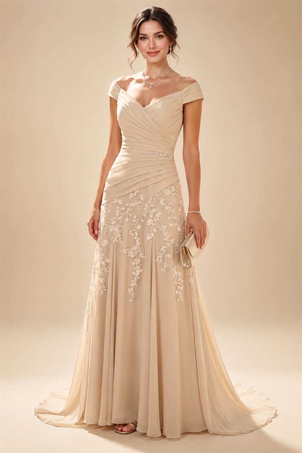Sheath/Column Strapless Stretch Jersey Maxi Mother of the Bride & Groom Dresses with 3D Flowers & Slit (SHI22501694)