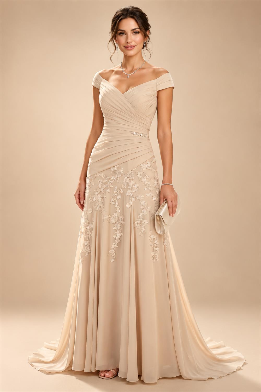 A-Line/Princess Scoop Neck Tea-Length Mother of the Bride & Groom Dresses with Ruffles & Ruched Waist (SHI22501287)