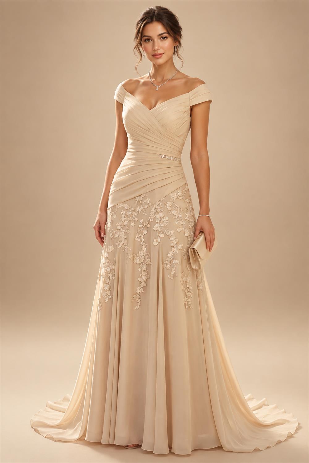 Sequin Floral Sheath/Column V-Neck Floor-Length Mother of the Bride & Groom Dresses with Ruched Waist (SHI22501219)