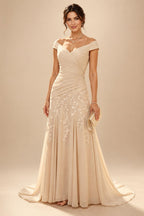 Cape Sleeve Jacquard Satin Ruched Mother of the Bride Dresses 2 Piece (SHI22500528)