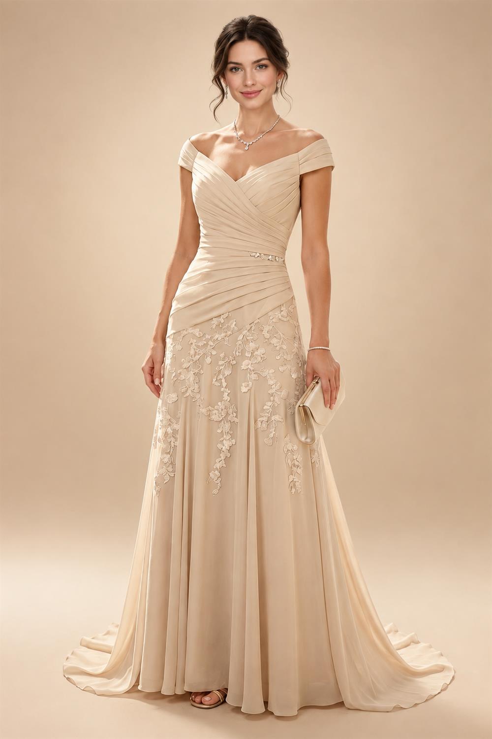 Sleeveless Lace Appliques Mother of the Bride Dresses with 3D Flower (SHI22500545)