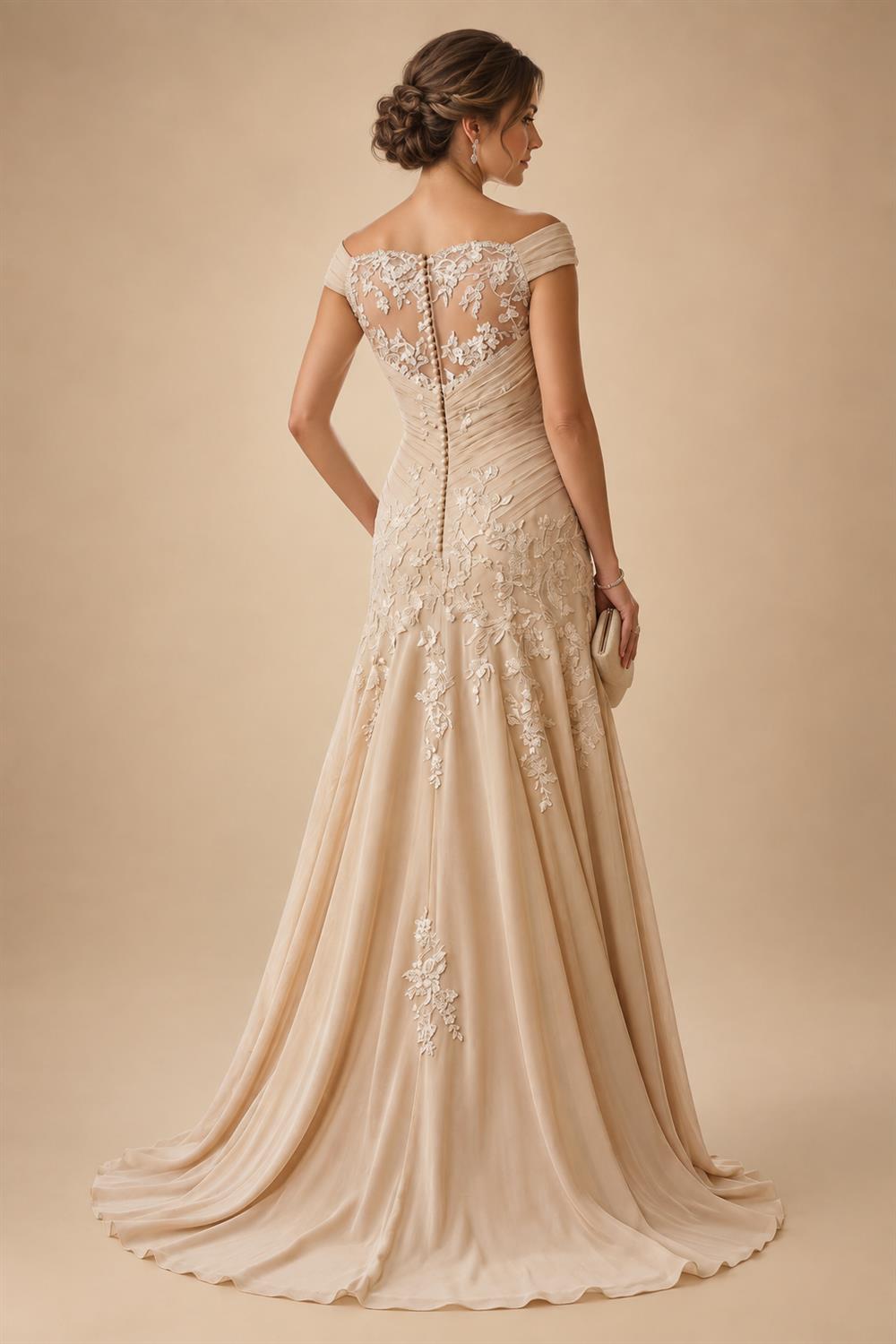 A-Line/Princess Strapless Lace Appliques Floor-Length Mother of the Bride & Groom Dresses with Pleats, Ruched Waist & Sweep Train (SHI22501664)