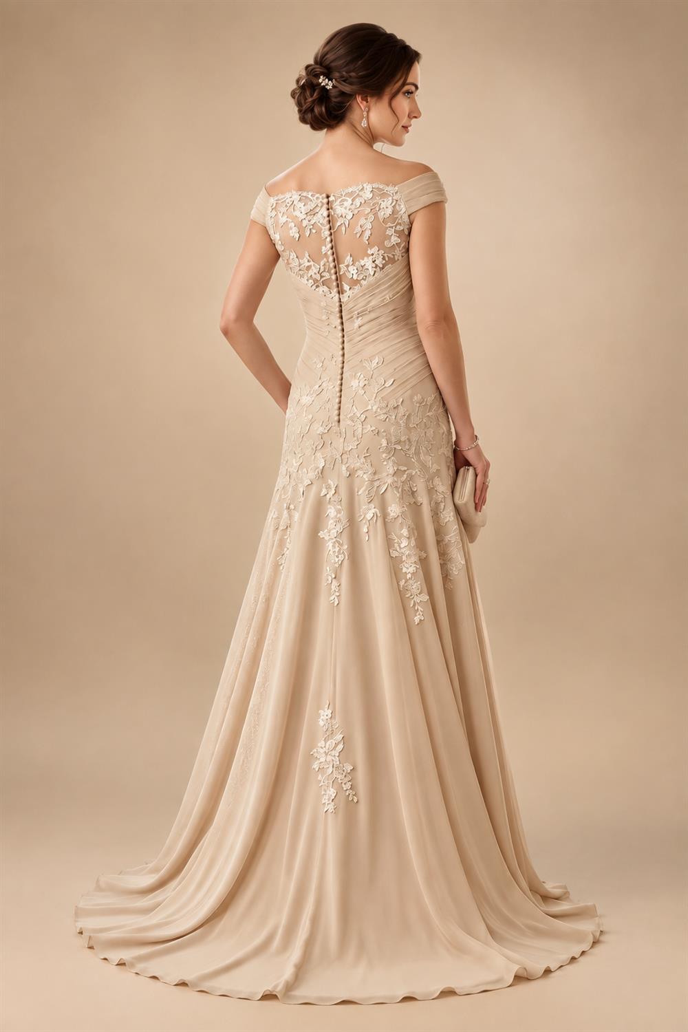A-Line Floral Jacquard Floor-Length Mother of the Bride & Groom Dresses with V-Neck, Cap Sleeves (SHI22500480)