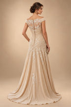 A-Line/Princess Sweetheart Chiffon Maxi Mother of the Bride & Groom Dresses with Lace Appliques & Ruched Bodice (SHI22501637)