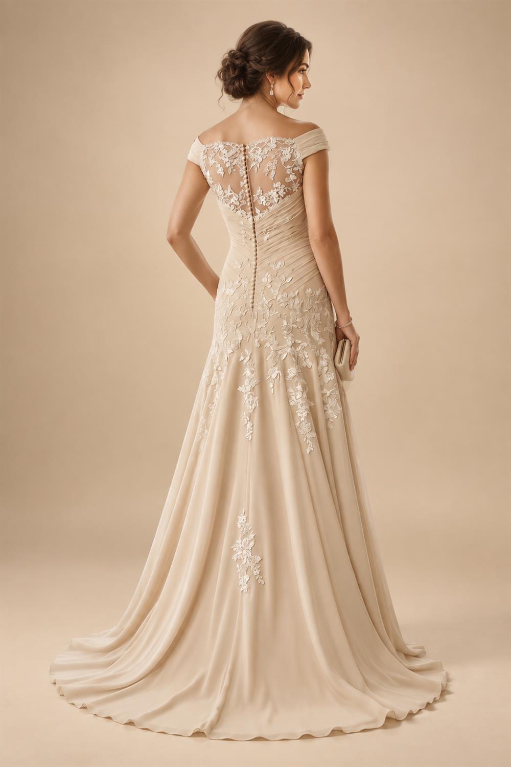 A-Line Chiffon Cape Sleeves Floor-Length Mother of the Bride & Groom Dresses with Floral Sequin Bodice (SHI22500691)